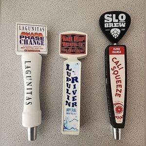 Lot Of 3 Beer Tap Handles Lagunitas | Knee Deep Brewing | SLo Brew